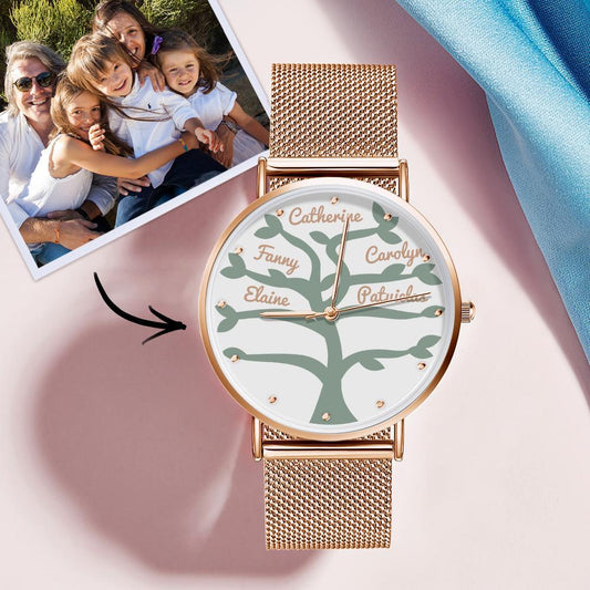 Custom Name Watch Women's Rose Gold Alloy Bracelet Watch 36mm  for Family (1-9 Names)
