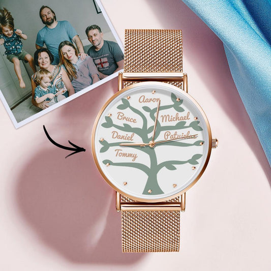 Custom Name Watch Women's Rose Gold Alloy Bracelet Watch 36mm  Family Gifts (1-9 Names)