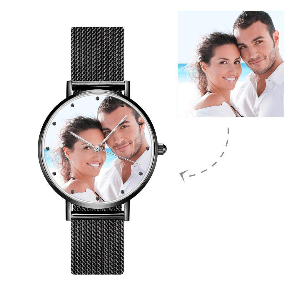 Mother's Personalized Engraved Photo Watch Alloy Bracelet Mother's Day Gift for Her Custom Photo Watch 36mm