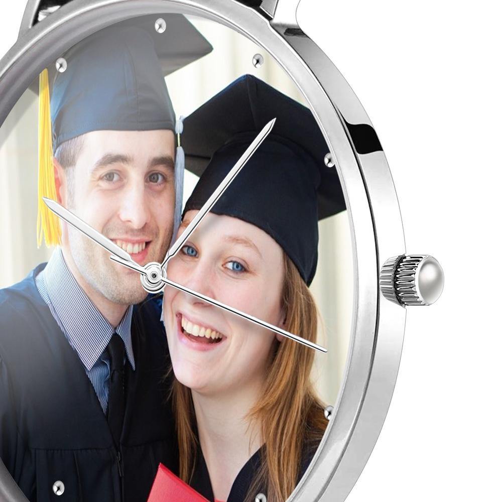 Unisex Engraved Photo Watch Graduation Gift Black 40mm