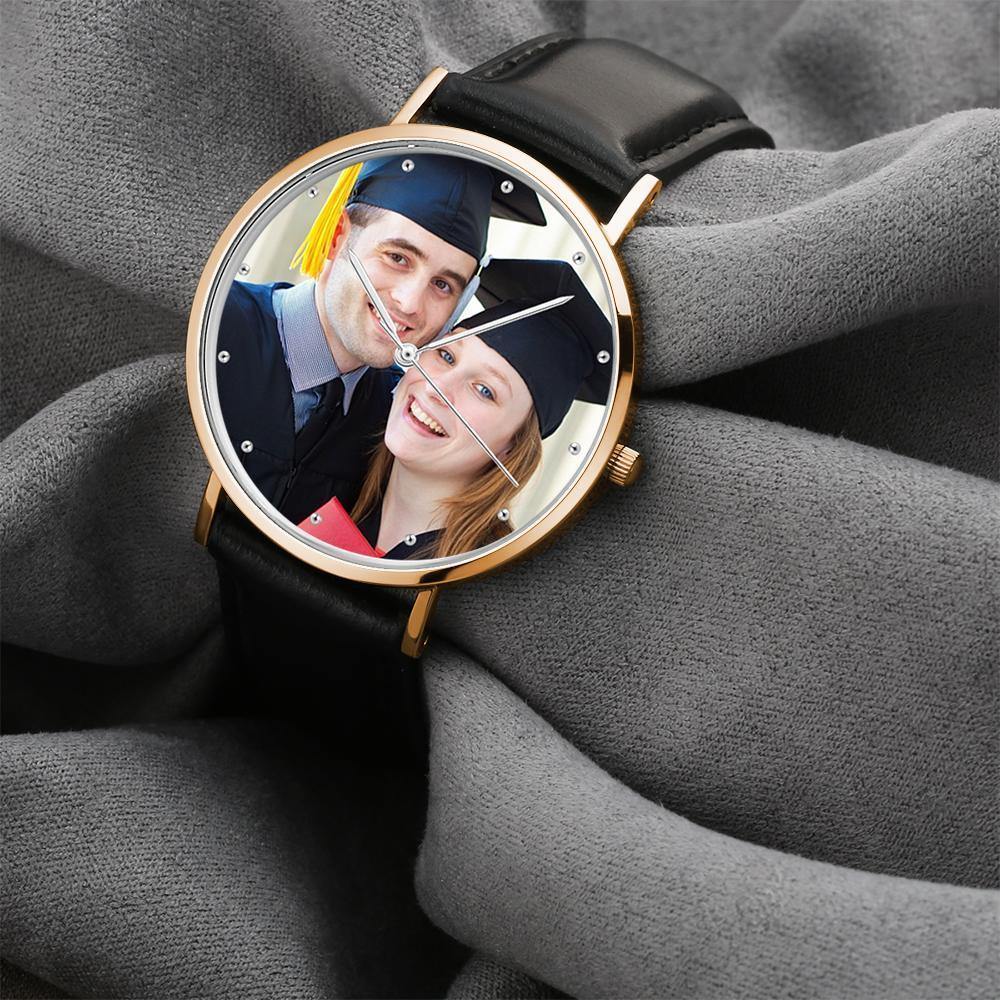 Unisex Engraved Photo Watch Graduation Gift Black 40mm