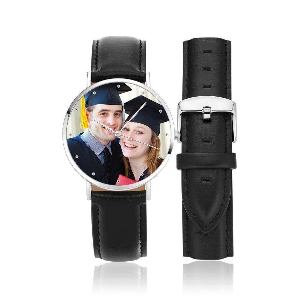 Unisex Engraved Photo Watch Graduation Gift Black 40mm