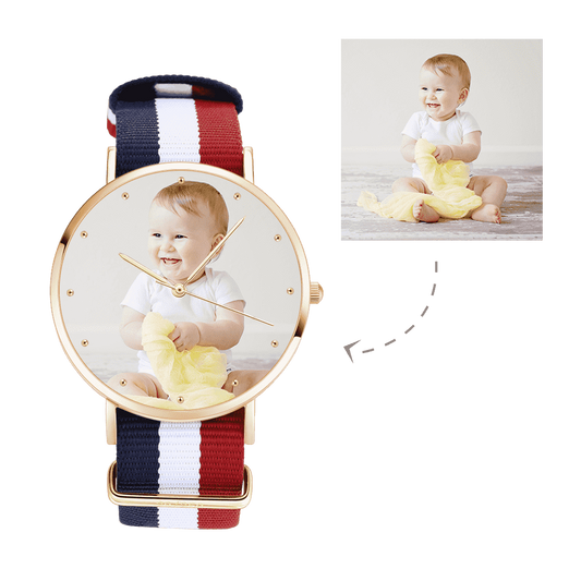 Women's Engraved Photo Watch Color Nylon Strap 36mm