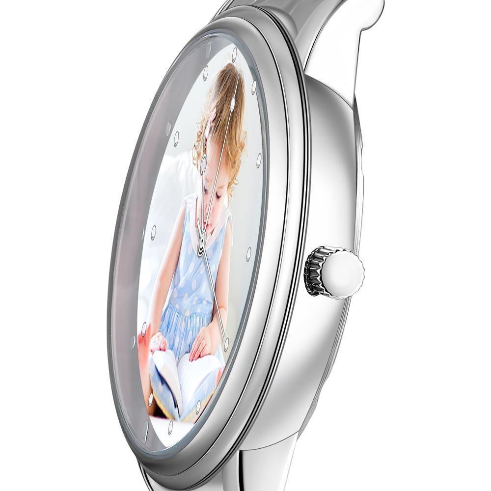 Unisex Engraved Alloy Bracelet Photo Watch 40mm