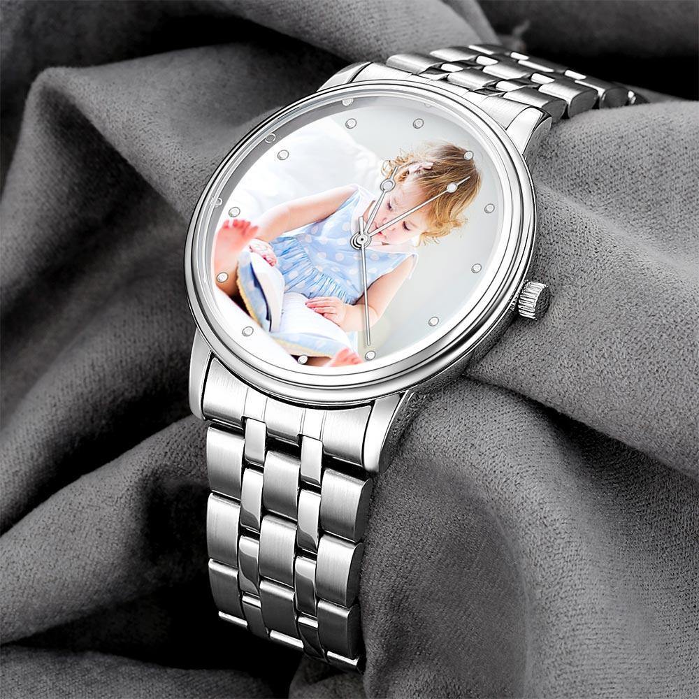 Unisex Engraved Alloy Bracelet Photo Watch 40mm