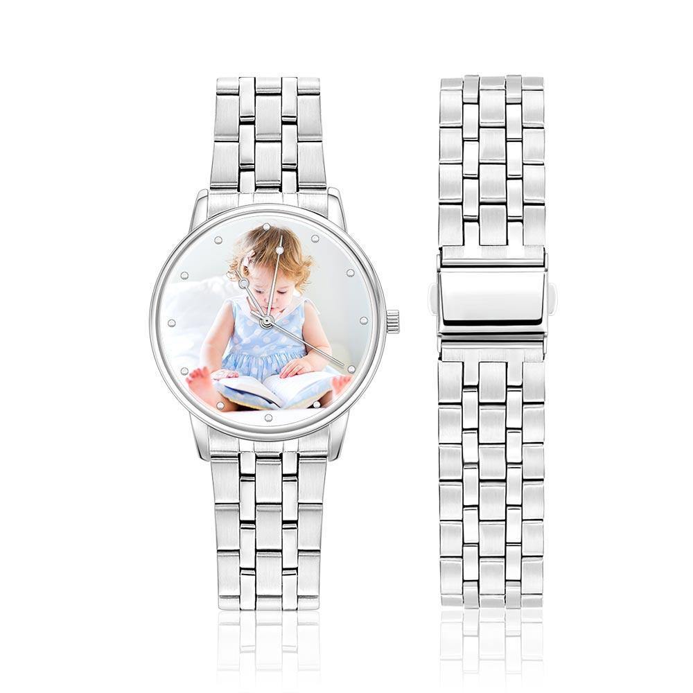 Unisex Engraved Alloy Bracelet Photo Watch 40mm
