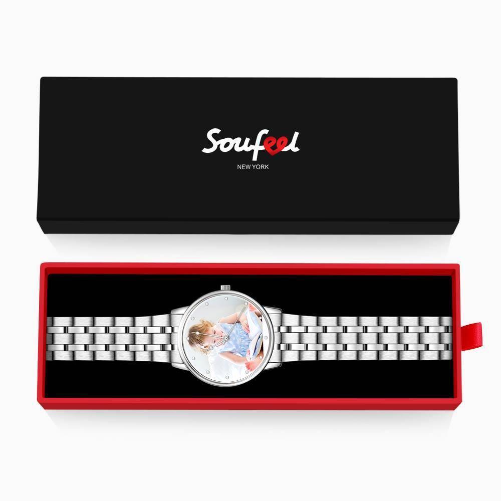 Unisex Engraved Alloy Bracelet Photo Watch 40mm