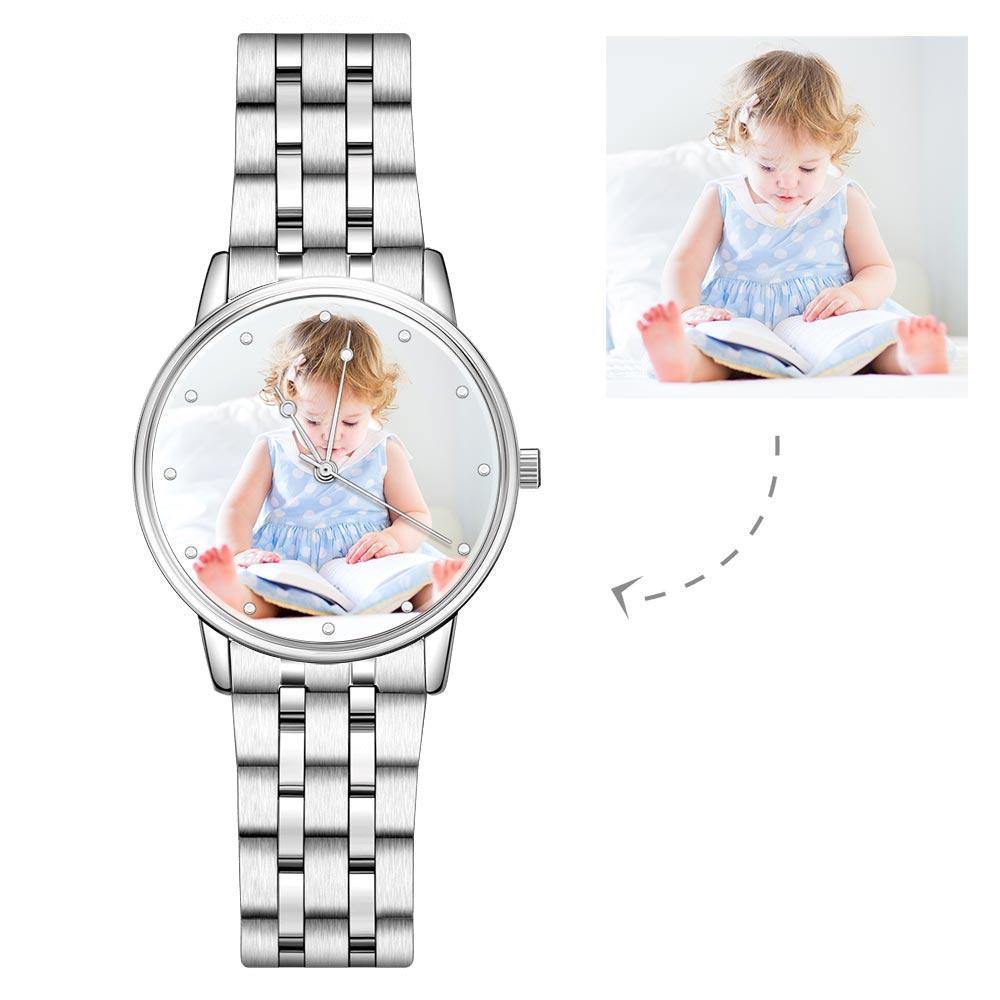 Unisex Engraved Alloy Bracelet Photo Watch 40mm