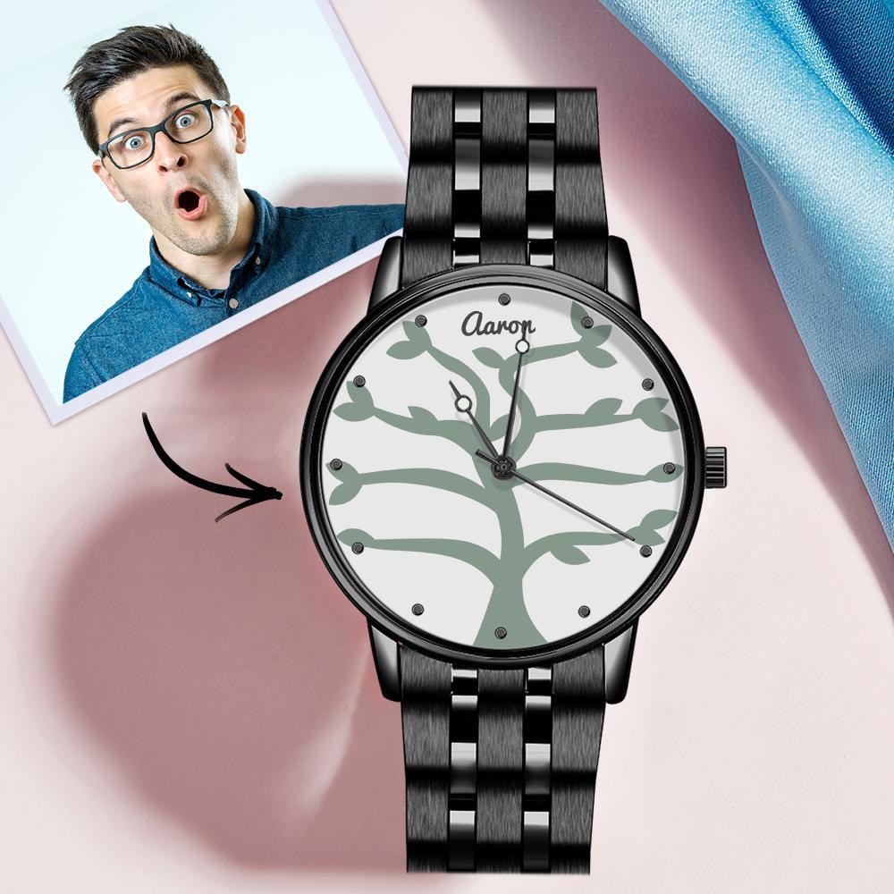 Custom Name Watch Men's Black Alloy Bracelet Watch 38mm Creative Gifts (1-9 Names)