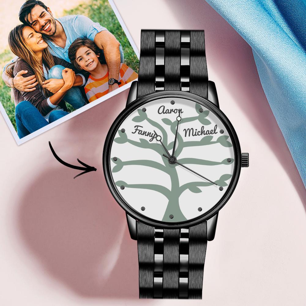 Custom Name Watch Men's Black Alloy Bracelet Watch 38mm Creative Gifts (1-9 Names)
