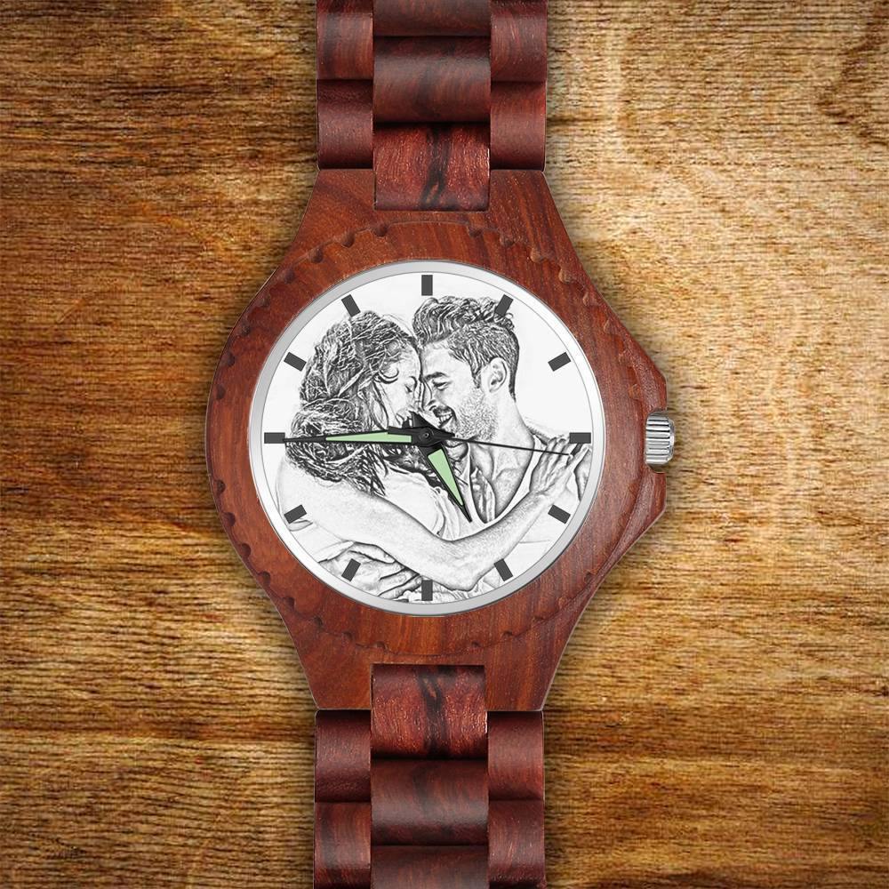 Unisex Photo Watch 48mm Wood Grain Strap