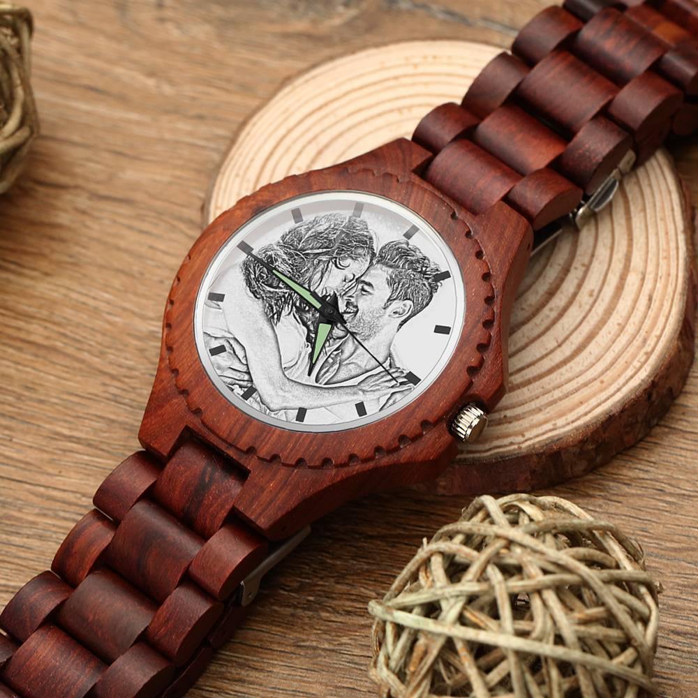 Unisex Photo Watch 48mm Wood Grain Strap