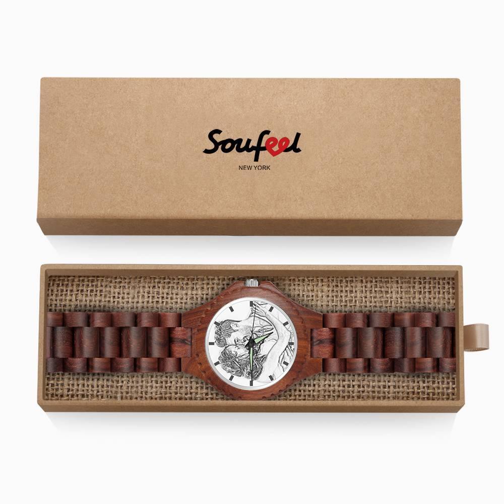 Unisex Photo Watch 48mm Wood Grain Strap