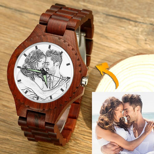 Unisex Photo Watch 48mm Wood Grain Strap