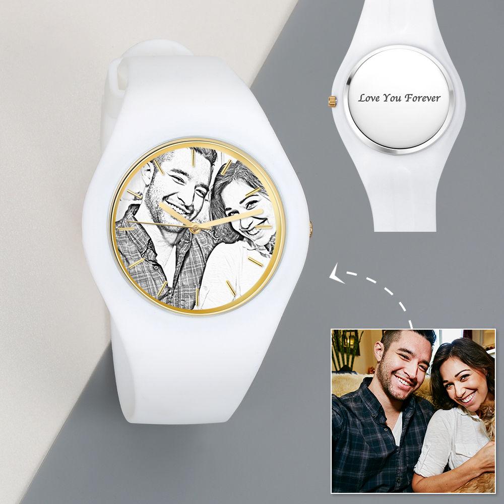 Women's  Silicone Engraved Photo Watch Women's Engraved Photo Watch  41mm  Purple Strap - Sketch