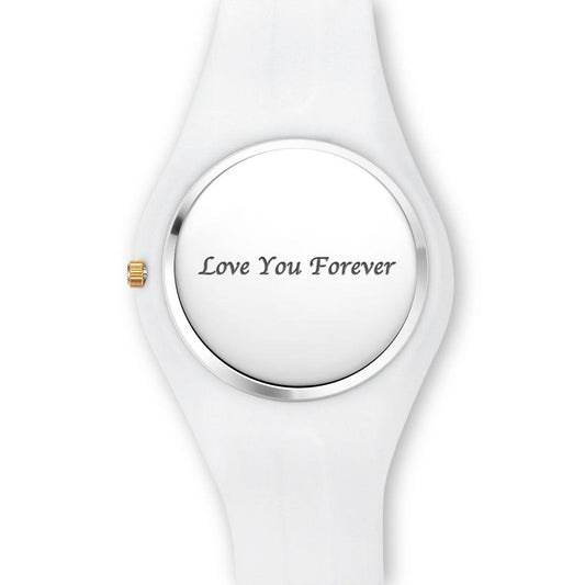 Men's  Silicone Engraved Photo Watch Men's Engraved Photo Watch  41mm White Strap - Sketch