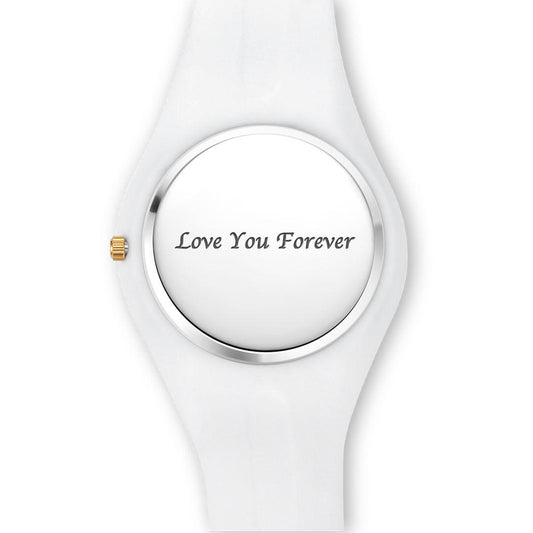 Men's  Silicone Engraved Photo Watch Men's Engraved Photo Watch  41mm White Strap - Golden