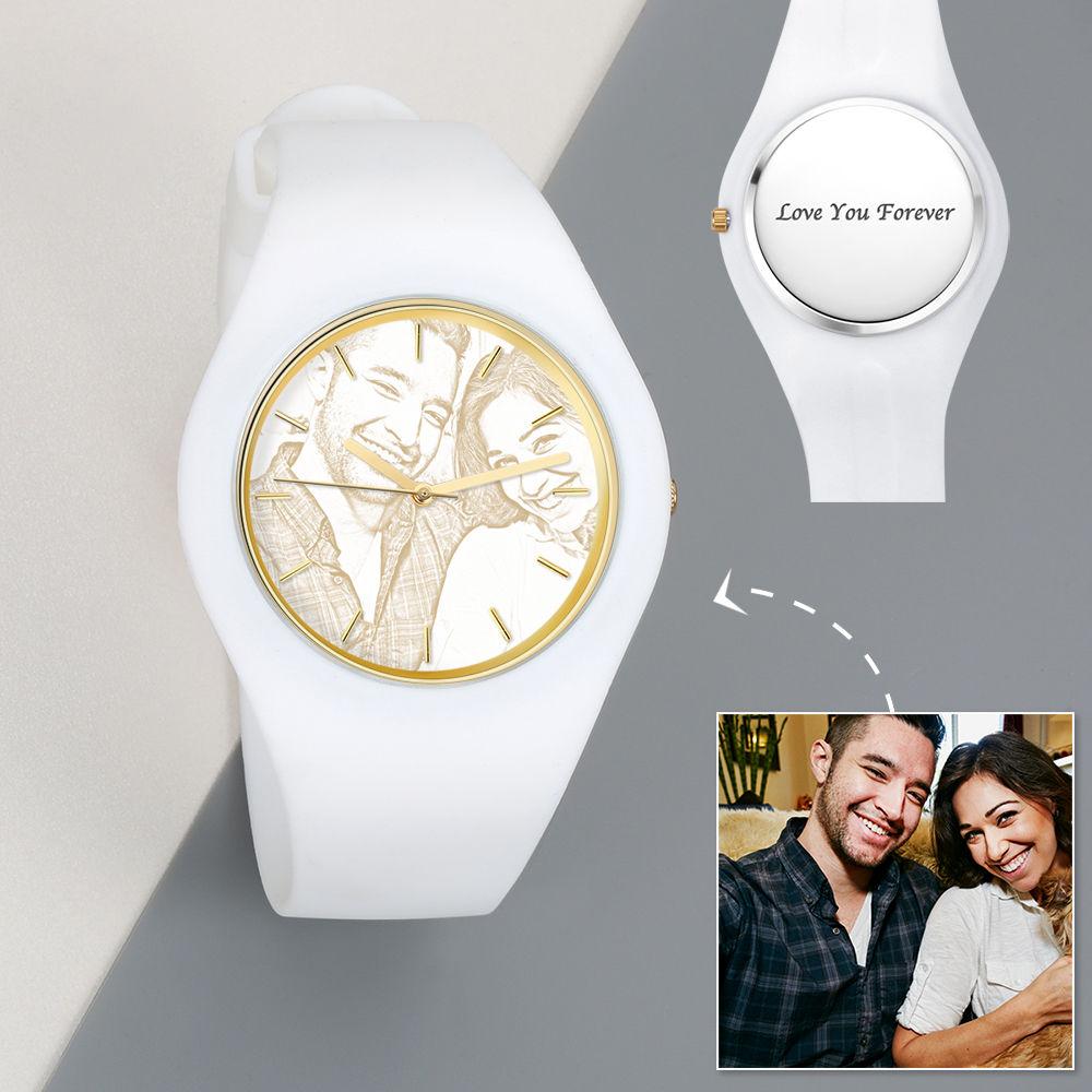 Women's  Silicone Engraved Photo Watch Women's Engraved Photo Watch  41mm  Purple Strap- Golden