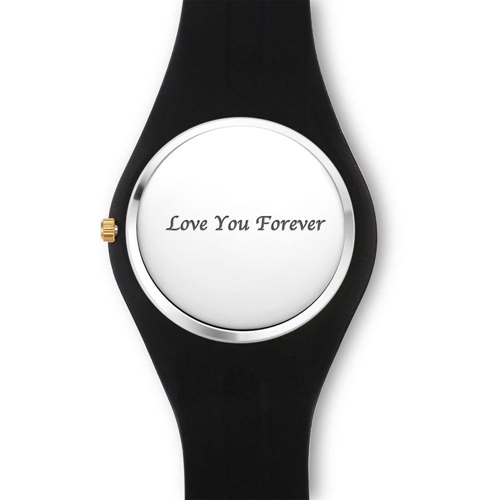 Unisex Silicone Engraved Watch Unisex Engraved Watch 41mm Black Strap - Golden