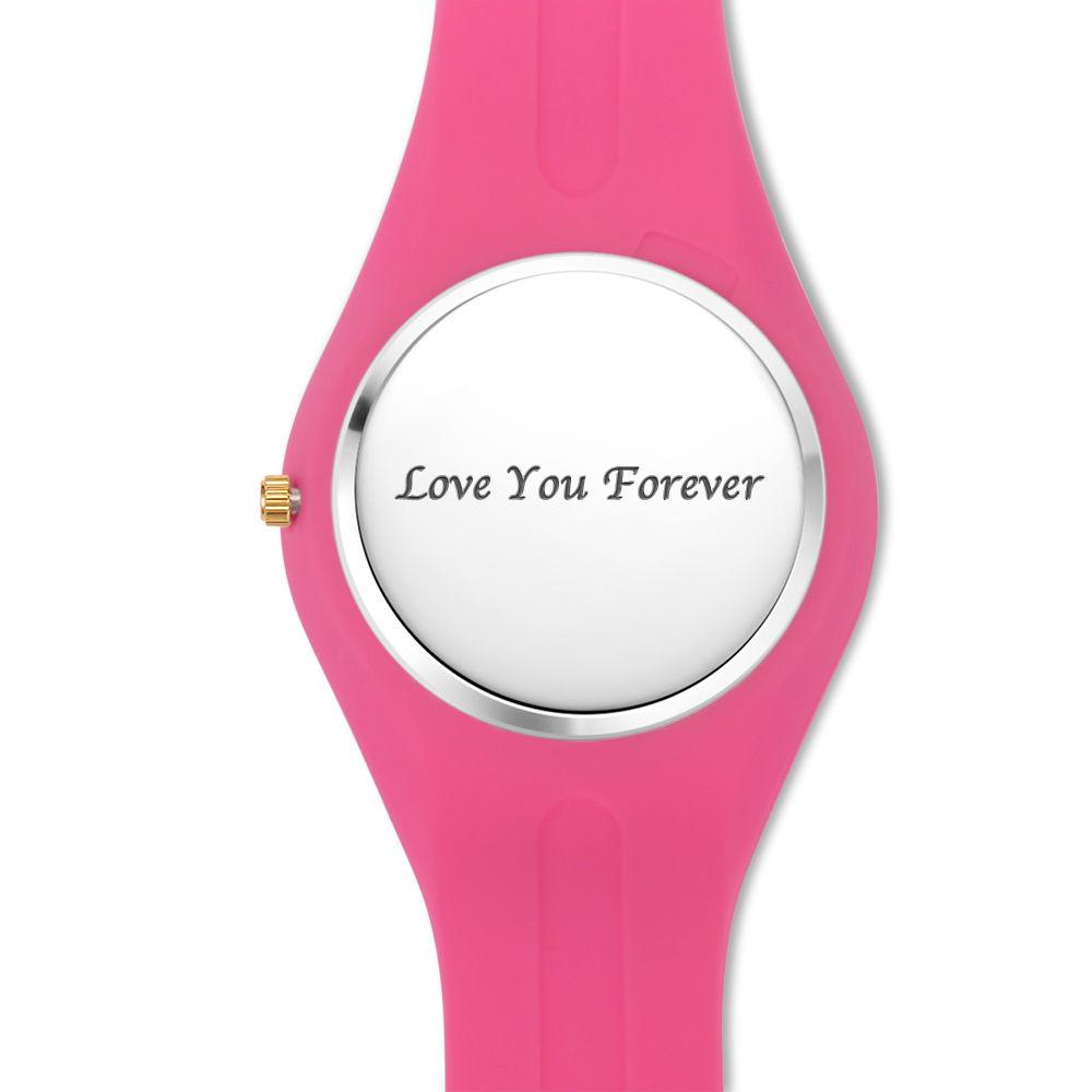 Women's  Silicone Engraved Photo Watch Women's Engraved Photo Watch  41mm Pink Strap - Sketch