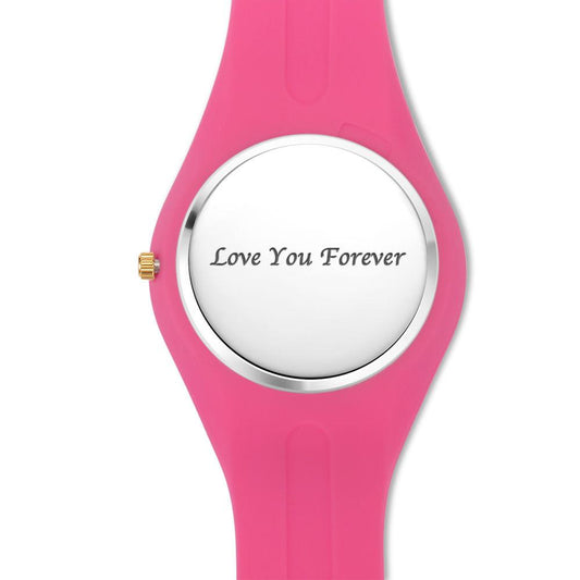 Women's  Silicone Engraved Photo Watch Women's Engraved Photo Watch  41mm Pink Strap - Sketch