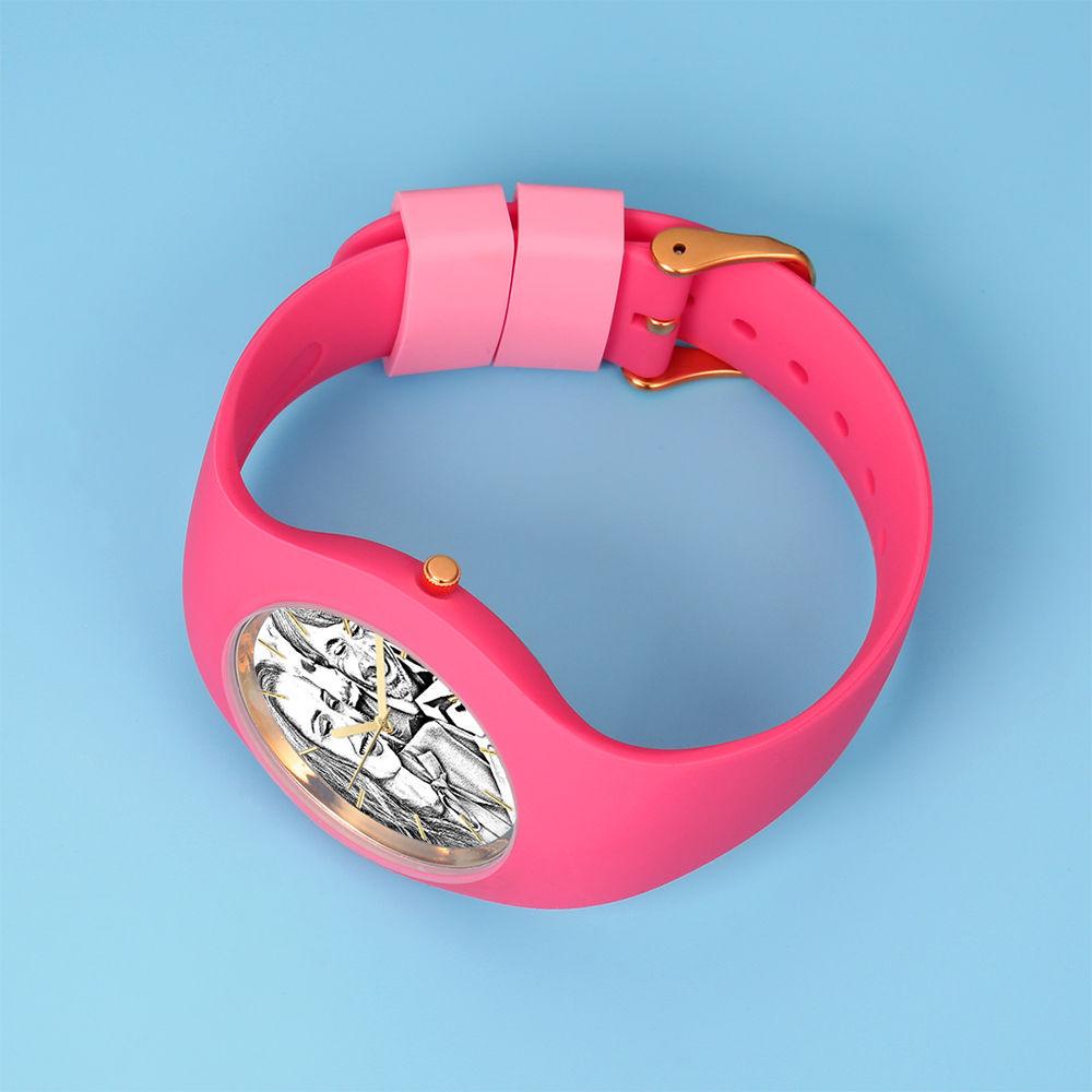 Women's  Silicone Engraved Photo Watch Women's Engraved Photo Watch  41mm Pink Strap - Sketch