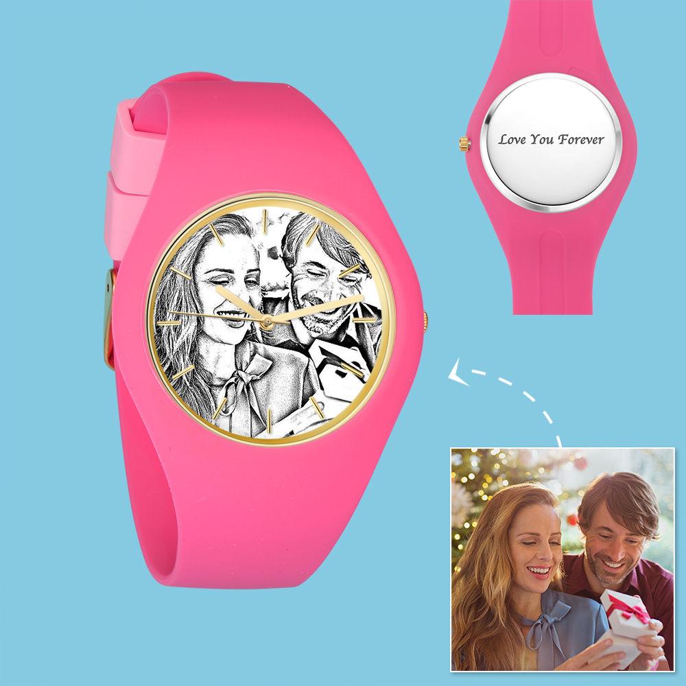 Women's  Silicone Engraved Photo Watch Women's Engraved Photo Watch  41mm  Purple Strap - Sketch