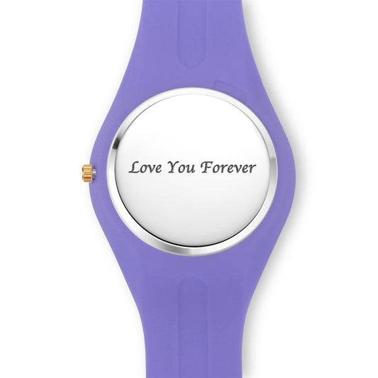 Women's  Silicone Engraved Photo Watch Women's Engraved Photo Watch  41mm  Purple Strap - Sketch