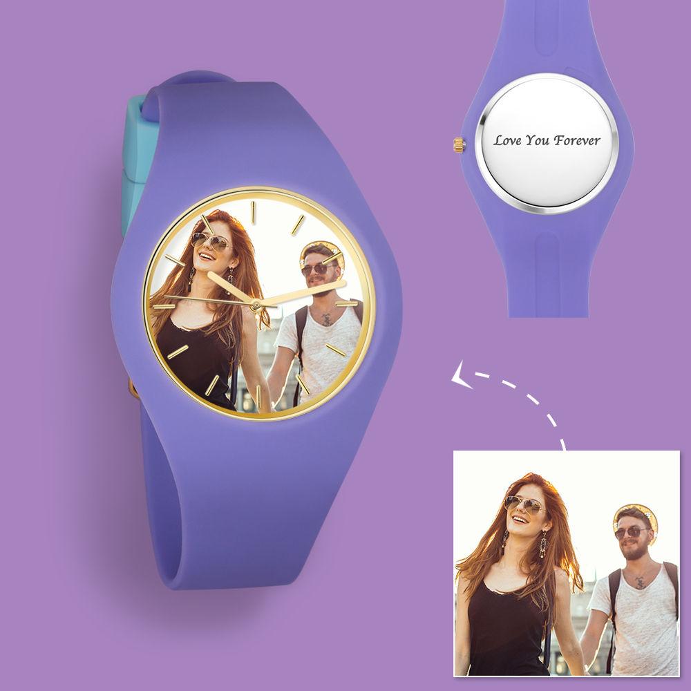 Women's  Silicone Engraved Photo Watch Women's Engraved Photo Watch  41mm Pink Strap
