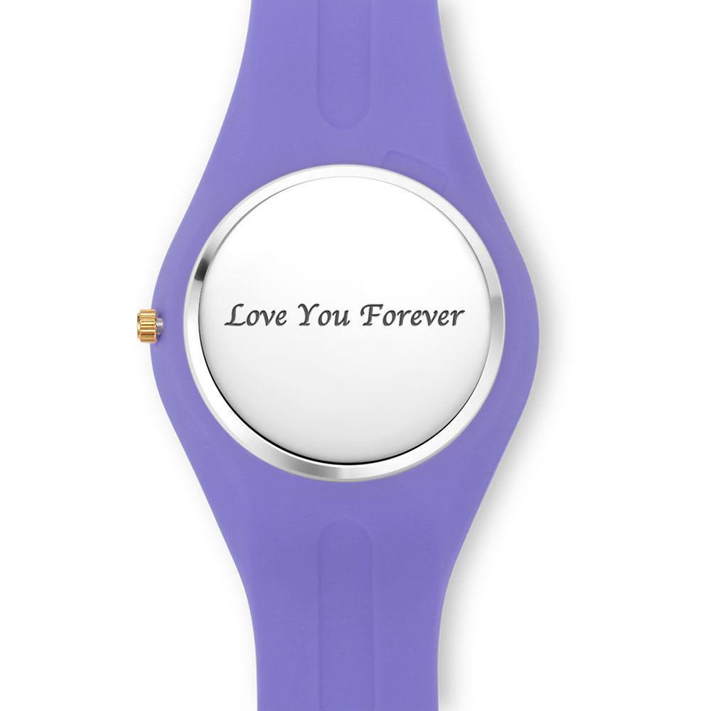 Unisex Silicone Engraved Watch Unisex Engraved Watch 41mm Purple Strap - Golden