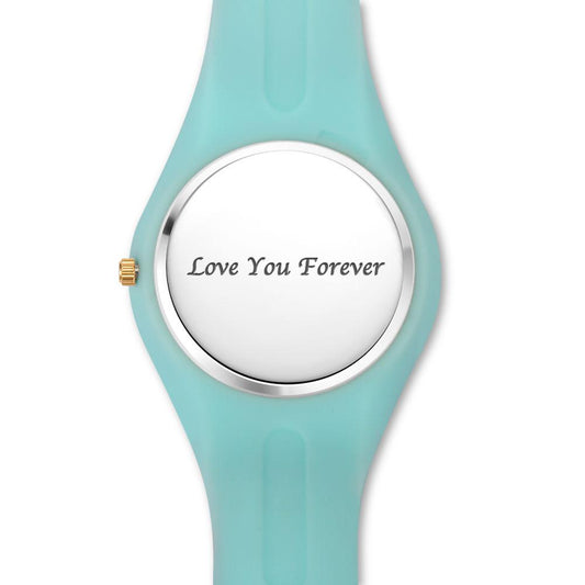 Unisex Silicone Engraved Photo Watch Unisex Engraved Photo Watch  41mm Pink and Blue Strap - Sketch