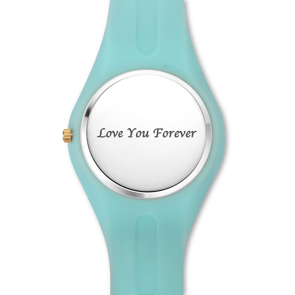 Unisex Silicone Engraved Photo Watch Unisex Engraved Photo Watch  41mm  Pink and Blue Strap
