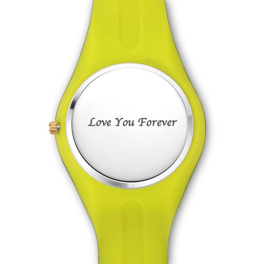 Unisex Silicone Engraved Photo Watch Unisex Engraved Photo Watch  41mm  Black and Green Strap- Sketch
