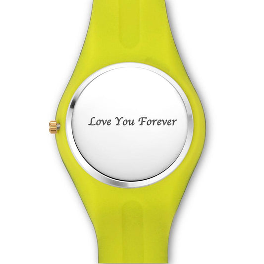 Unisex Silicone Engraved Photo Watch Unisex Engraved Photo Watch  41mm  Black and Green Strap
