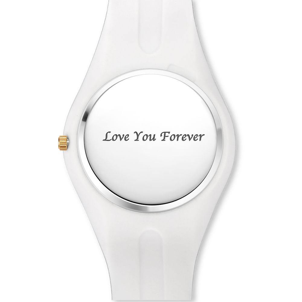 Unisex Silicone Engraved Watch Unisex Engraved Watch  41mm Blue and White Strap - Golden