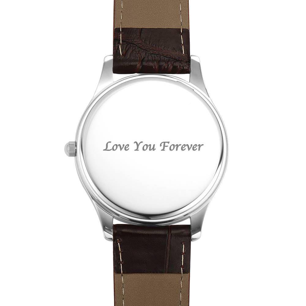 Women's Engraved Photo Watch 40mm Brown Leather Strap - Sketch