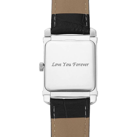 Men's Engraved Photo Watch 40*33mm Black Leather Strap - Sketch