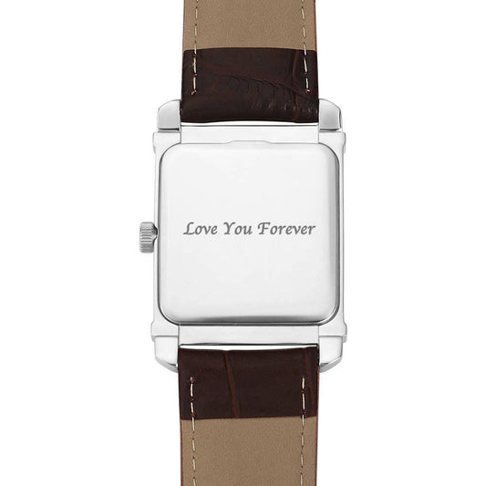 Men's Engraved Photo Watch 40*33mm Brown Leather Strap - Sketch