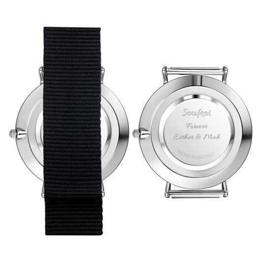 Personalized Engraved Watch, Custom Your Own Photo Watch with Black Strap
