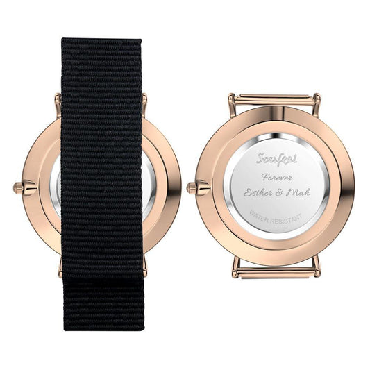 Photo Engraved Watch, Personalized Photo Watch with Black Strap Birthday Gift - Women