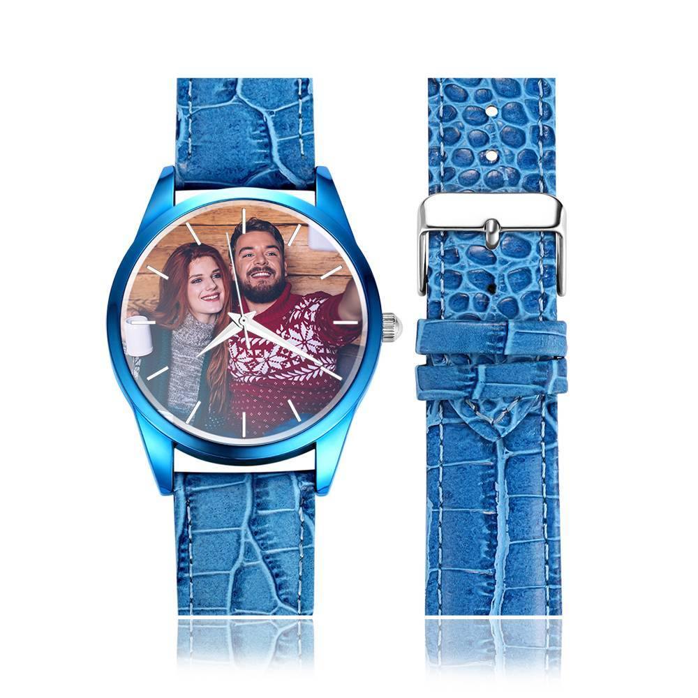 Personalized Engraved Watch, Photo Watch with Leather Strap Women's