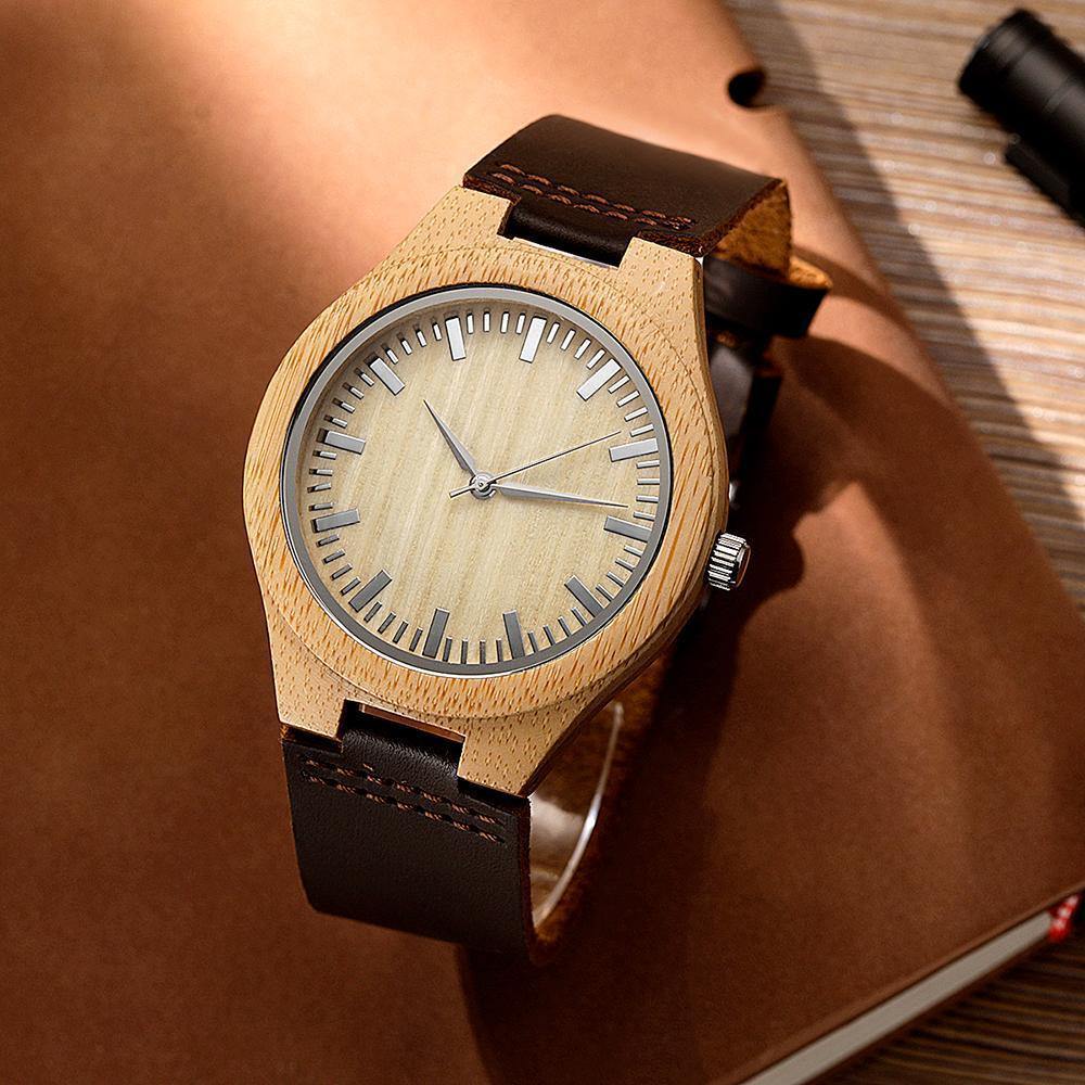 Personalized Photo Watch Wooden Watch Leather Strap