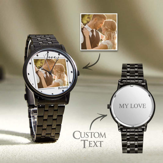 Custom Photo Watch for Men Personalized Engraved Picture Watch for Husband Valentine's Day