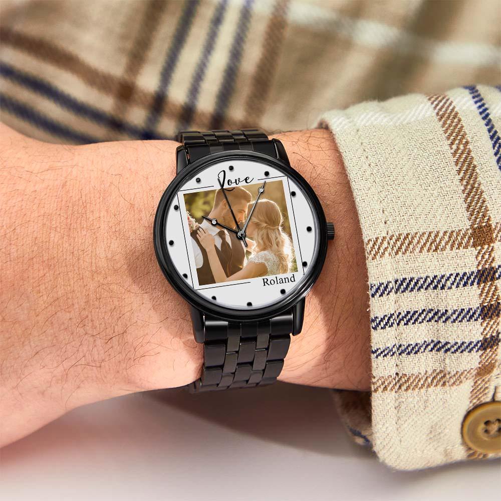 Custom Photo Watch for Men Personalized Engraved Picture Watch for Husband Valentine's Day