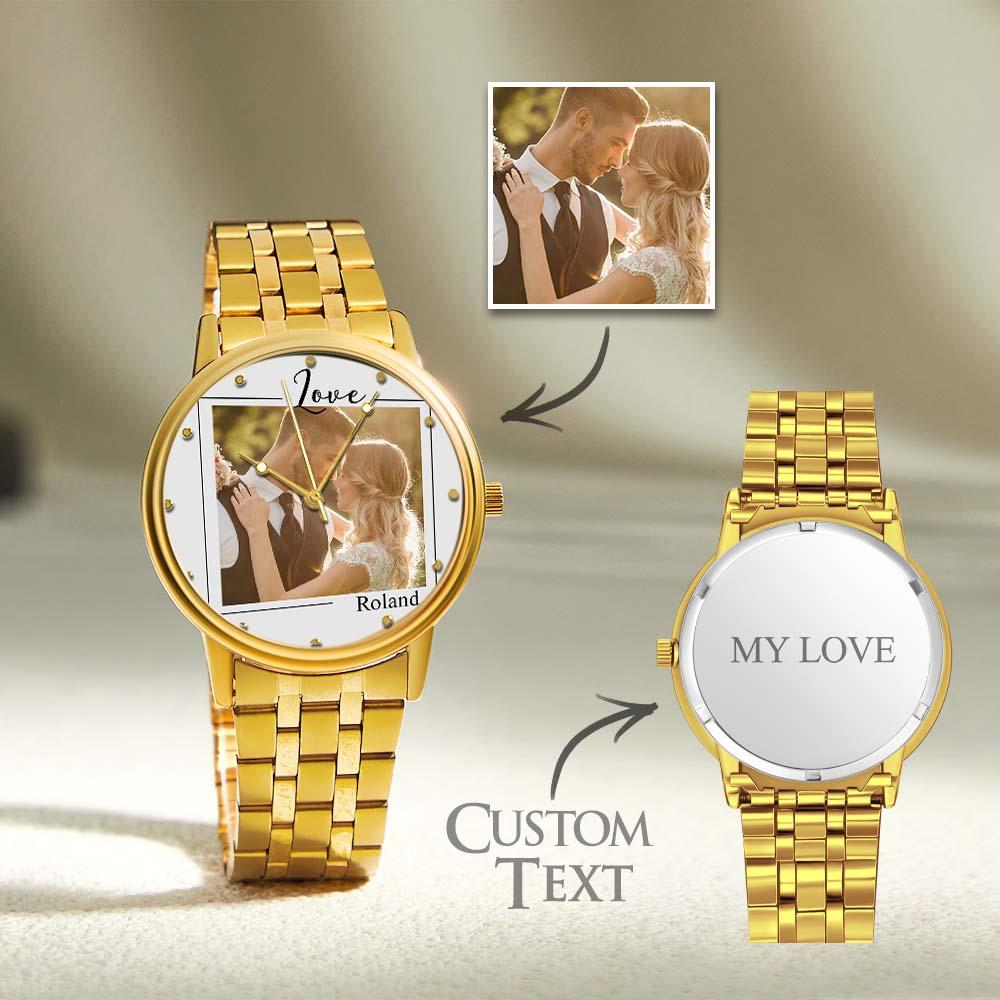 Custom Photo Watch for Men Personalized Engraved Picture Watch for Husband Valentine's Day