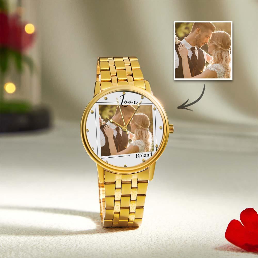 Custom Photo Watch for Men Personalized Engraved Picture Watch for Husband Valentine's Day
