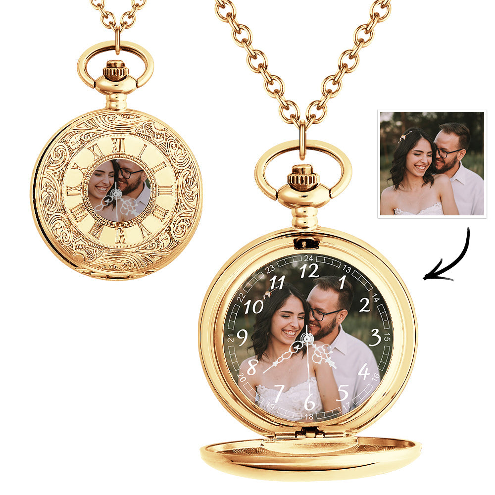 Custom Photo Pocket Watch Personalised Hollow Pattern Pocket Watchs Gift