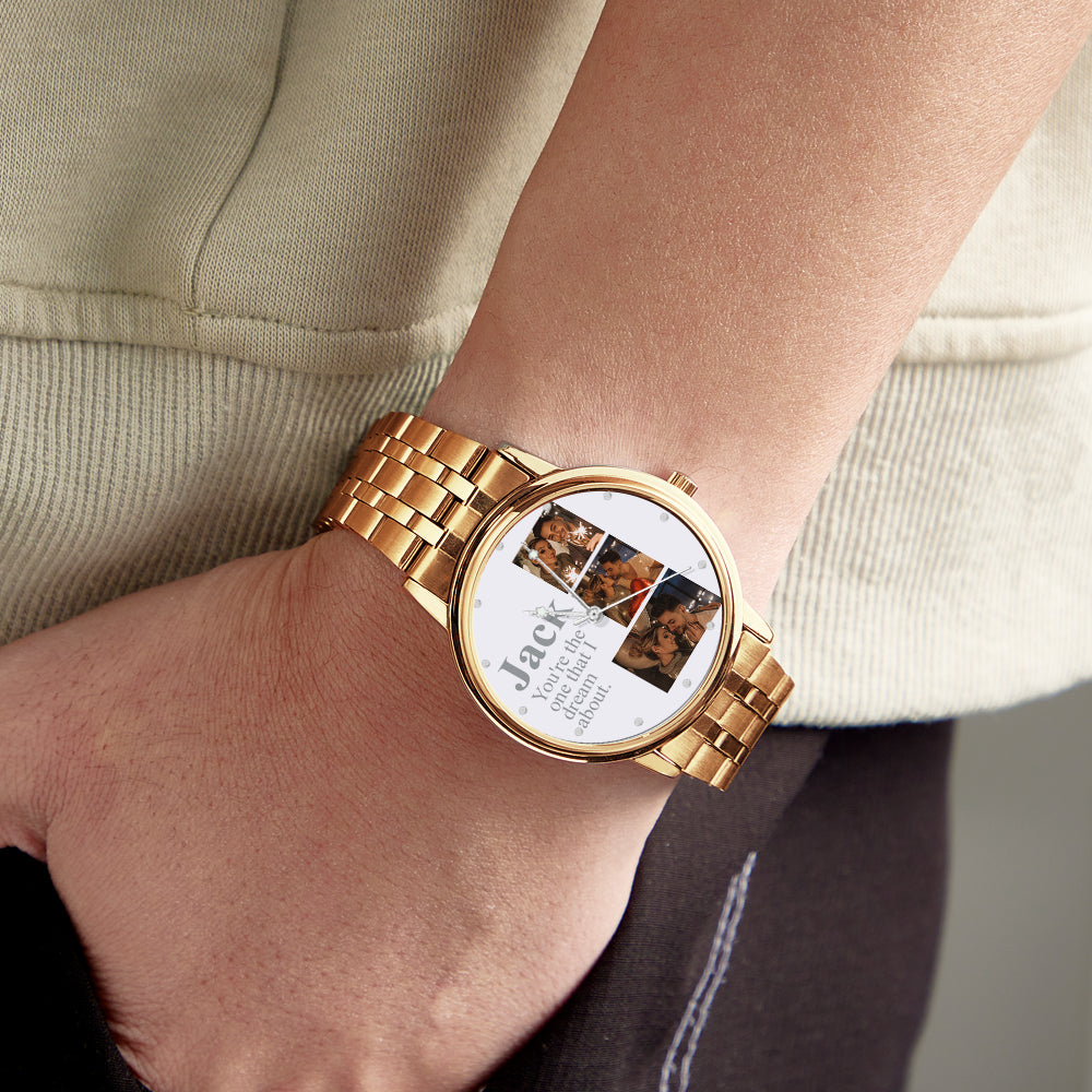 Personalized Engraved Photo Watch Alloy Bracelet Photo Watch To Boyfriend Valentine's Day Gifts