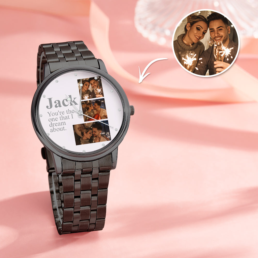 Personalized Engraved Photo Watch Alloy Bracelet Photo Watch To Boyfriend Valentine's Day Gifts