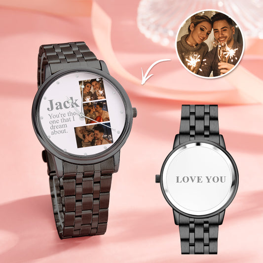 Personalized Engraved Photo Watch Alloy Bracelet Photo Watch To Boyfriend Valentine's Day Gifts